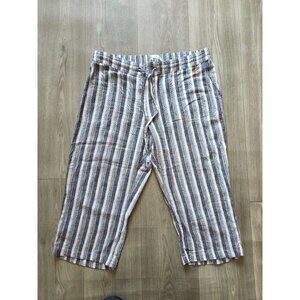 Keren Hart Striped Linen-Blend Drawstring Capris For Women